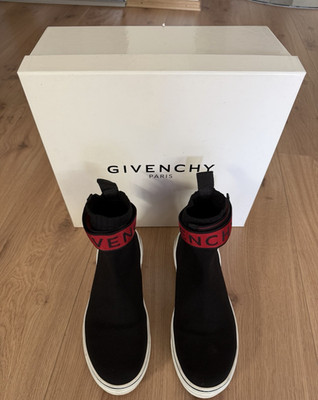 Givenchy George V Sock Sneaker Herren Slip-On Mid Top Schwarz/Rot EU 41,5