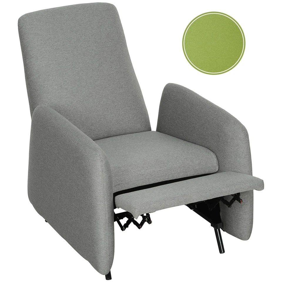 HOMCOM Poltrona Reclinabile con Poggiapiedi e Copertura di Ricambio Grigio