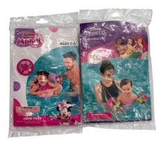 Disney Minnie Mouse Swim Tube & Princess Armbands Set For Ages 3-6 Pool Summer