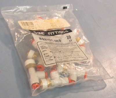 SMC KQ2Y07-36S Male Run Tee Fittings 1/4'' P2C to 3/8'' NPT Bag of 10 Sealed