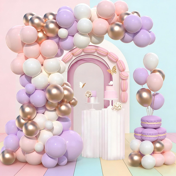 Luftballon Girlande Rosa Lila, 97Pcs Pastell Lila Rosa Ballongirlande Set Mit Vi-image