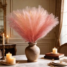 50pcs Pink Pampas Grass 21.6 Inch Non-Sheddin...