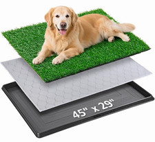 Dog Potty Training Toilet Tray w/ Washable Reusable Grass Mat 45" x 29"