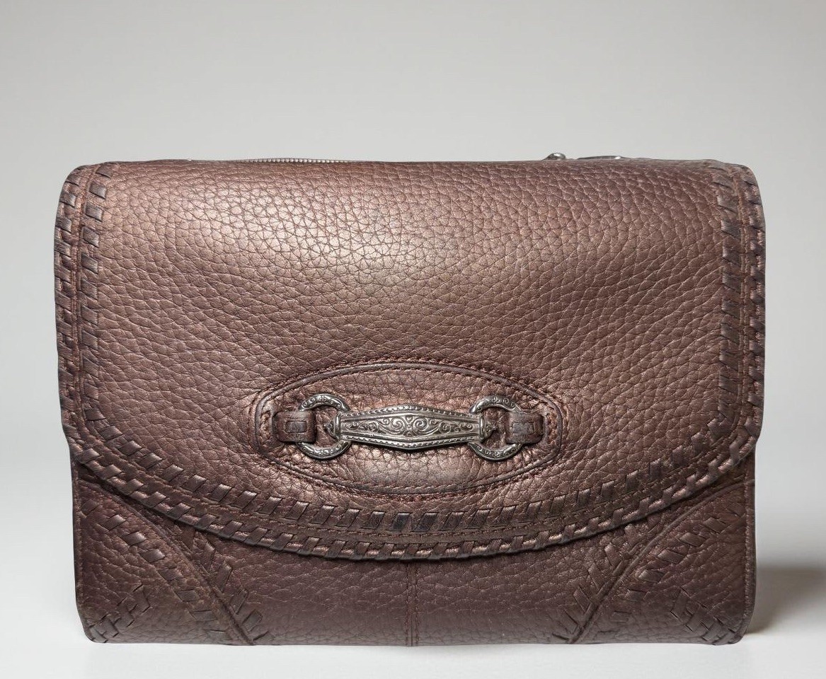 Brighton Vintage Bronze Leather Bifold Organizer Crossbody