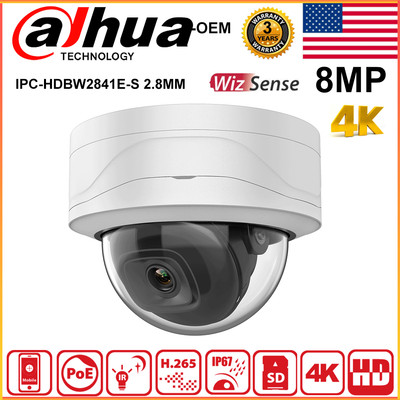 Dahua WizSense 4K 8MP Dome Camera OEM IPC-HDBW2841E-S Starlight POE MIC SMD Plus