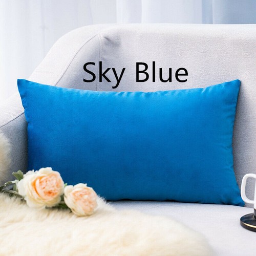 Plain Colourful Velvet Soft Cushion Cover Throw Pillow Case Waist Home Decor - Picture 34 of 42