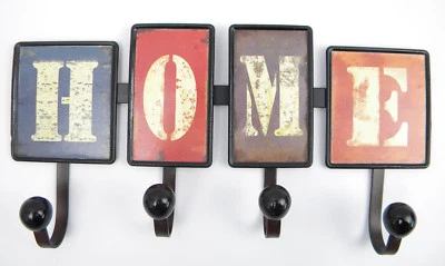 CLEVER-DEKO Appendiabiti da parete rustico HOME metallo argento antico appendiabiti gancio da parete