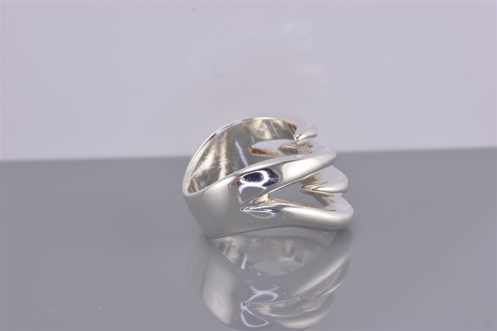 Sterling Silver 20mm Solid Intersecting Modernist… - image 3