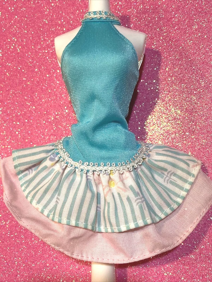 Barbie Clothes Blue Ruffled Layered Seasonal Dress Genuine Mattel