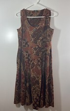 Lauren Ralph Lauren Womens Brown Autumn Floral Sleeveless Dress SZ Petite Large