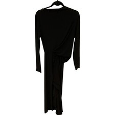 Zara Womens Midi Dress M Black Knot Front Midi Long Sleeve Cocktail 1165/549 NWT