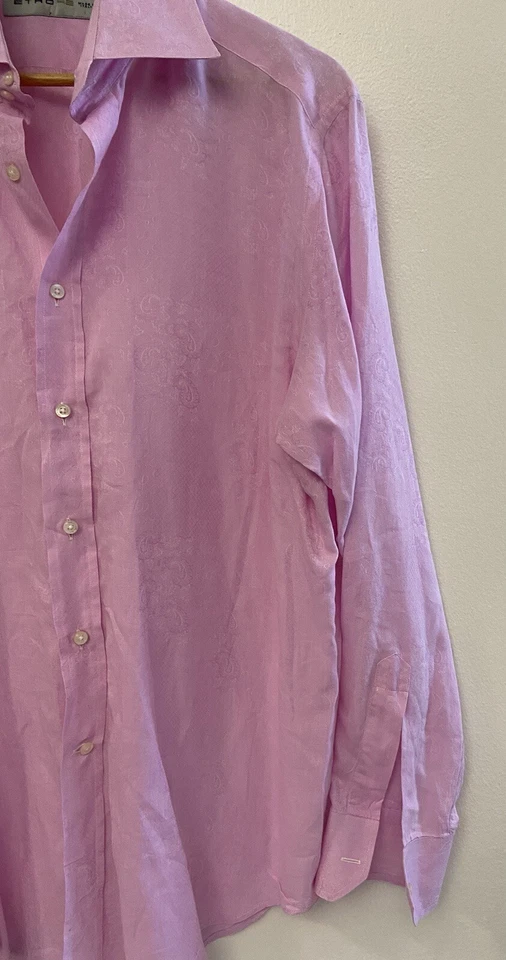 ETRO Pink Paisley Dress Shirt Size 42 - Image 4 of 4