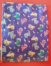 2 Yds x 60" Wide Purple Cotton Fabric with Colorful Stylized Kitty Cats Kittens