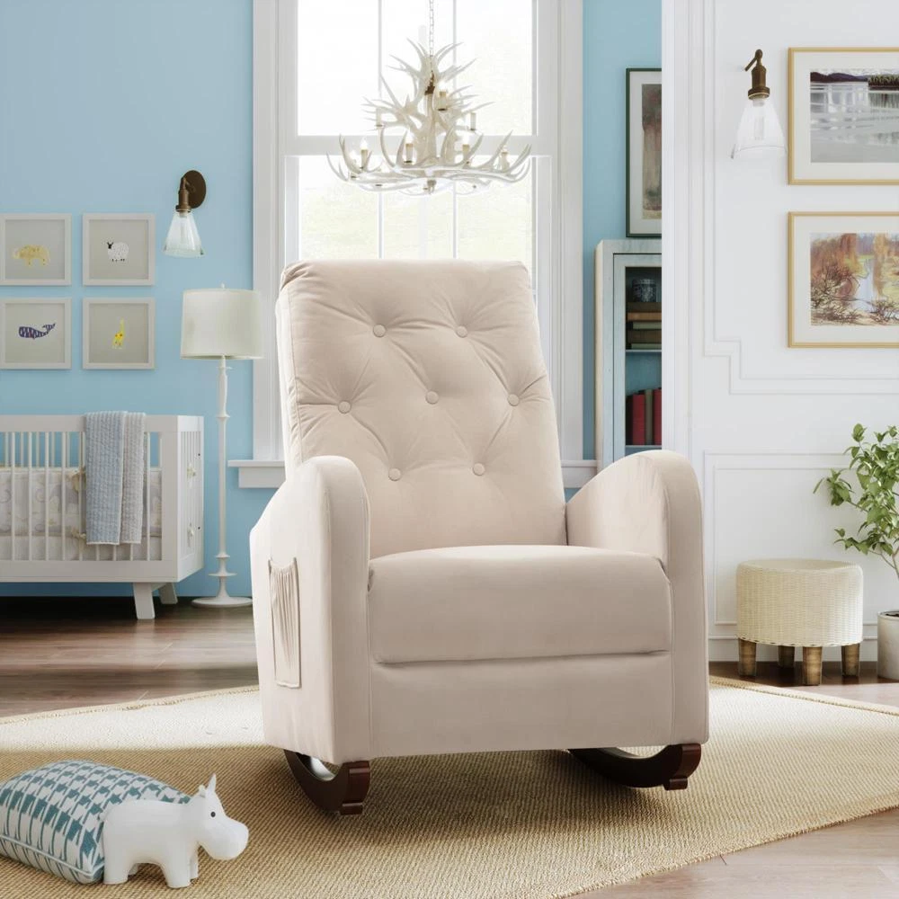Baby Room High Back Rocking Chair Nursery Chair Comfortable