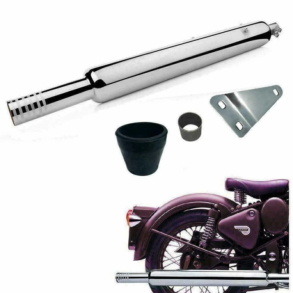 Long Bottle Exhaust Silencer For Royal Enfield Classic 350/500 Bullet 350/500cc - Image 2 of 2