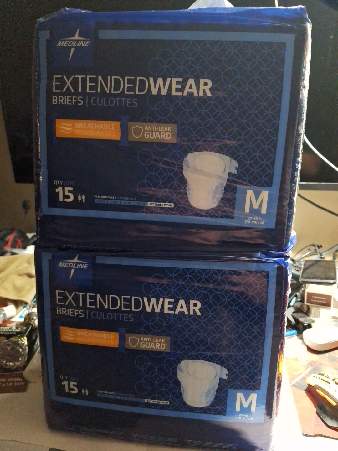 2 Medline Extended Wear Adult Incontinence Briefs 15 Count Size Medium
