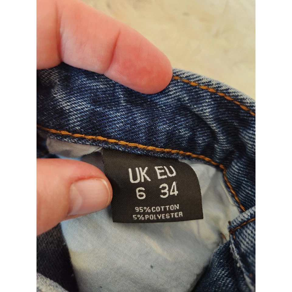 Pantalones cortos para mujer Nasty Gal azules tiro medio algodón desgastado dobladillo crudo talla 2 Foto 4 de 4