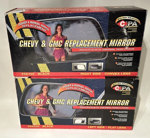 CIPA Chevy & GMC Black Replacement Mirrors 92-98 CK, Suburban, Tahoe, & Yukon