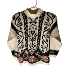 Rebecca Stone Vintage 80  s Knit Floral Sweater, Medium