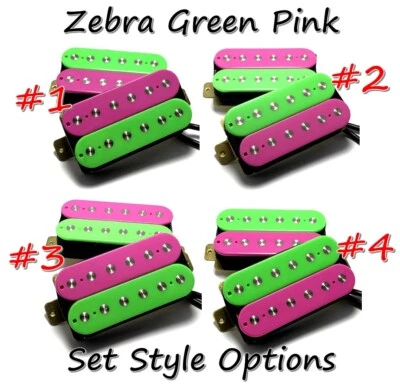 Dragonfire Zebra Screamer Humbucker Pickups ~ Pink Zebra HH Set Color Choice - Image 1 of 3
