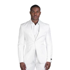 Slim Fit White Men's Linen Blazer 2 Button Notch Lapel Fitted Jacket By AZAR MAN