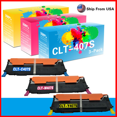407S CLT-407S Toner Cartridge for CLP-310 CLX-3186 CLX-3185FN Printer (3PK,CMY)