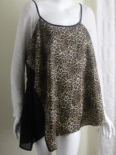 Poem Citron Sz 1X Santa Monica Animal Print Lace Sleeves Funky Blouse Shirt Top