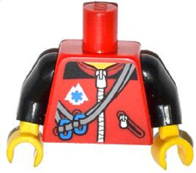 LEGO Minifigure Torso Red EMT Rescue Climber Jacket Rope First Responder