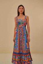NTW - FARM - Rio Stitched Garden Blue Maxi Sundress- STICHED GARDEN BLUE -XXS