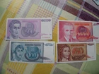 LOT OF 4 BANKNOTES YUGOSLAVIA 1992
