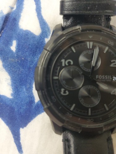 Fossil Grant Black Men's Chronograph Date Watch Leather Strap Stainless FS5133_ - Picture 7 of 8