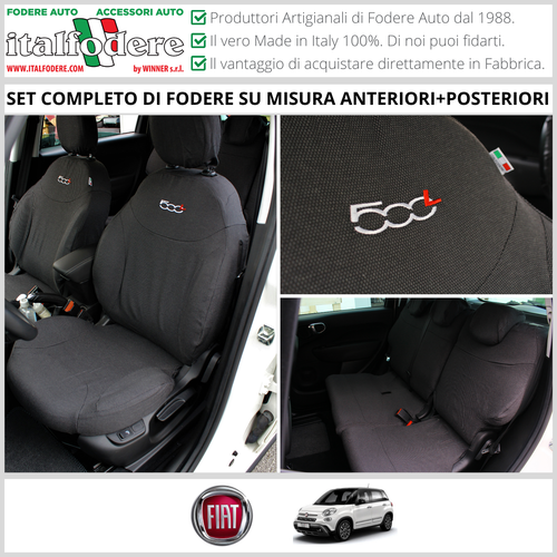 Housses De Siège Auto Pour Fiat 500L, 500X, 500S, 500e, 500 - Ensemble 9 Pièces Rouge - Imperméables, Antidérapantes