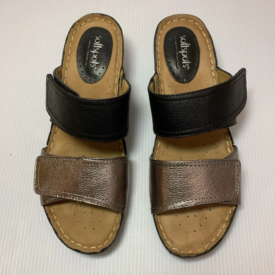 Women’s Softspots Panama Black/Anthracite Slide Wedge Sandal (7337101), Size 9W - Image 4 of 4