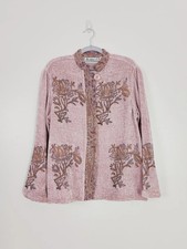 Flashback Long Sleeve Jacket Small Soft Pink Orange Hues Button Up Chore Trendy
