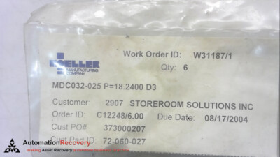 MOELLER PRECISION TOOL MDC032-025 P=18.24-; PRESS FIT BUTTONS, SEE DESC #268511