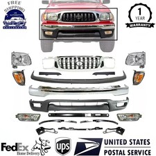 Front Bumper Chrome Complete Kit Grille Lights For 2001-2004 Toyota Tacoma