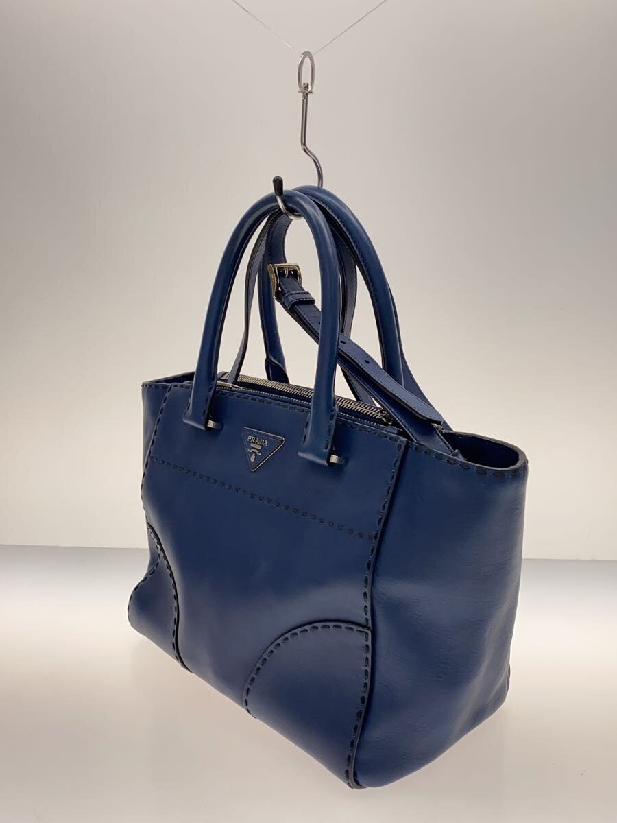 PRADA Shoulder Bag Stitch Leather BLU B2861K thumbnail 2