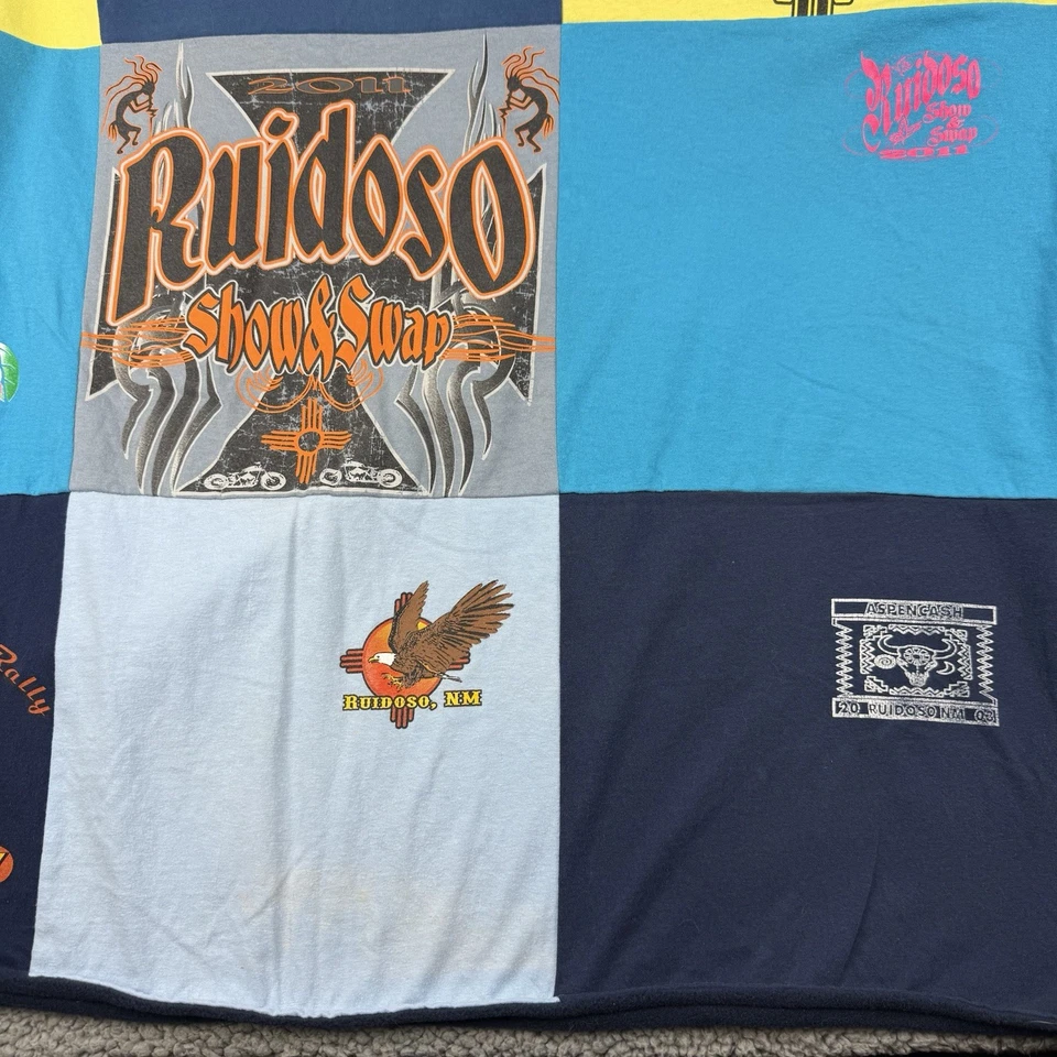 Motorcycle Rally Graphic Tee Quilt Handmade Blanket Patch Work Shirts Ruidoso NM - Image 4 of 4