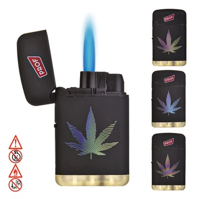 PROF 4 x Sturmfeuerzeug Schwarz Motiv Feuerzeuge Blue Jet Flame Flamme Gas Jetflame