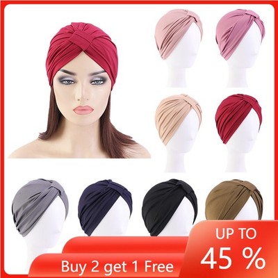 Twist Knot Muslim Women Hijab Turban Hat Bonnet Hair Loss Head Scarf Chemo Caps