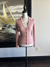 Veronica Beard Lazana Cashmere Button-Front Collared Mauve Cardigan XS