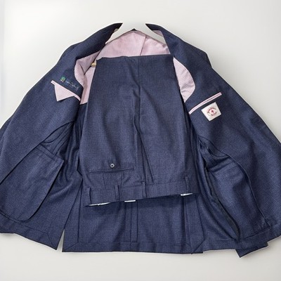 Brooks Brothers 1818 Red Fleece 42 Navy Blue Glen Plaid Lanificio Di Pray Italy