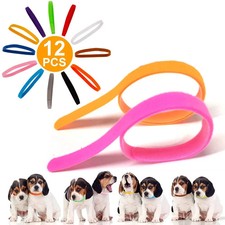 12 Pcs/Set Soft Nylon Puppy Newborn Pet ID Identify Collars Adjustable Colorful