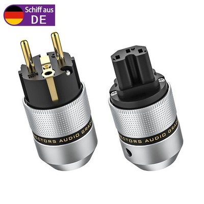 SCHUKOSTECKER + KALTGERÄTESTECKER IEC POWER PLUG VERGOLDET HIFI Audiophile DIY