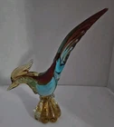 Vintage Murano Art Glass Multicolor Roadrunner Pheasant Bird Italy Figurine MCM