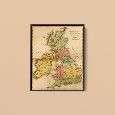 Vintage Maps - Ancient Britain - Art Print on Paper or Canvas