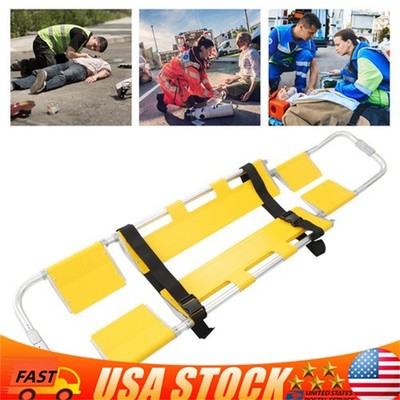 Foldable Medical Stretcher 350lb Capacity Aluminum Rescue Trolley Transfer