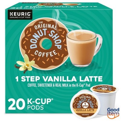 The Original Donut Shop One Step Latte Vanilla Dark Roast Coffee Pods - 20ct