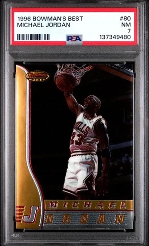 1996-97 Bowman’s Best MICHAEL JORDAN #80 Base Card NM PSA 7 BULLS