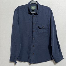 Woolrich Men s Medium Blue Plaid Button Up Shirt Long Sleeves Logo Collard